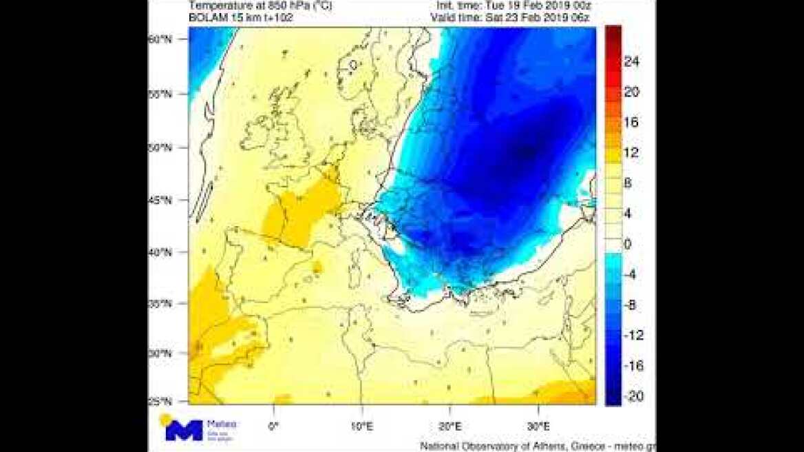 Meteo.gr: Κίνηση αερίων μαζών Τρίτη 19/02/2019 - Κυριακή 24/02/2019