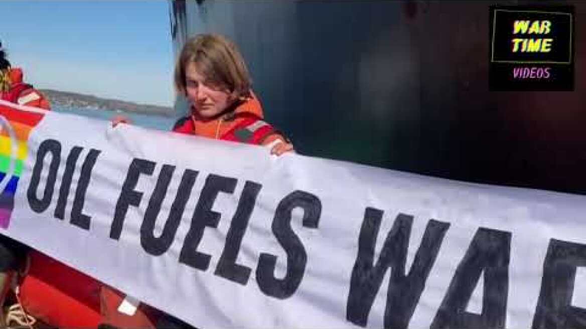 Greenpeace activists sought to block a tanker on Monday from delivering #russia oil to Norway. #war