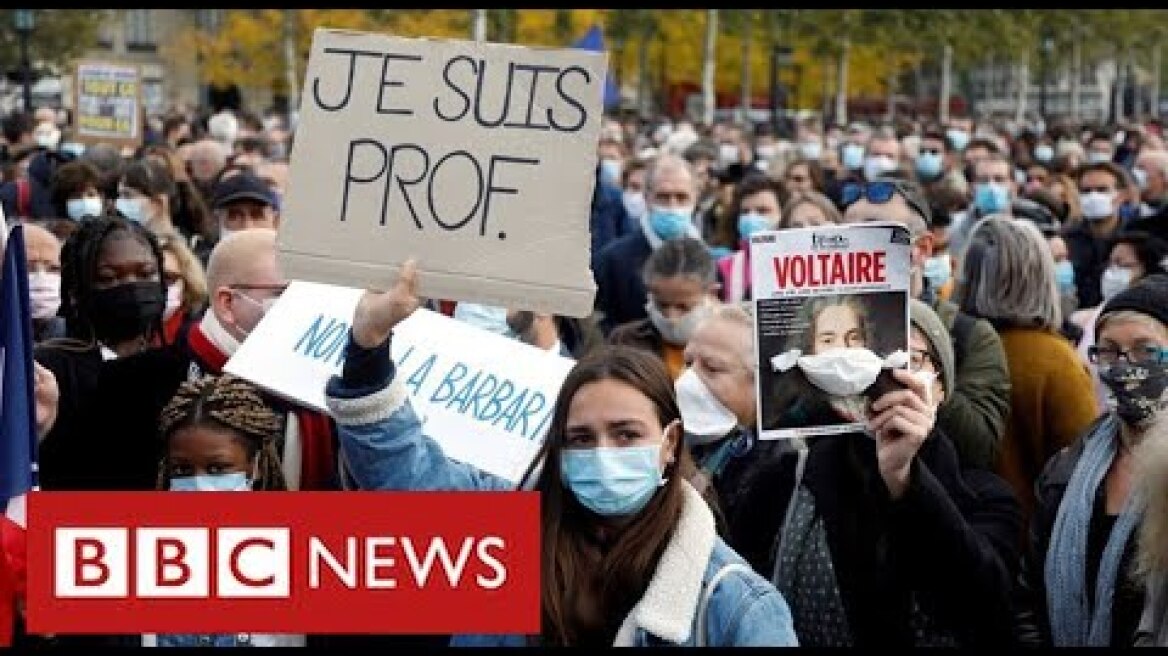 Thousands join rallies across France in show of outrage at teacher’s beheading - BBC News