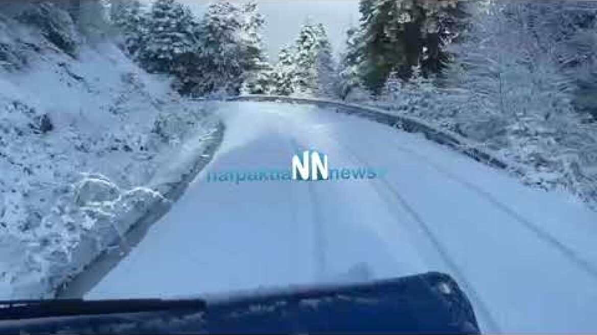 Χιόνια στην Ορεινή Ναυπακτία - Ρεπορτάζ στην περιγραφή για την κατάσταση στο οδικό δίκτυο