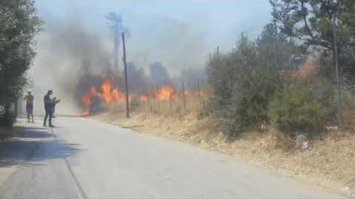 Η φωτιά καίει ανεξέλεγκτα σε αυλές σπιτιών στο Κίτσι