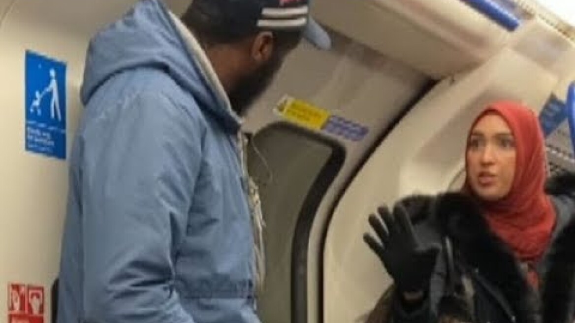 Muslim woman confronts man over antisemitic rant at Jewish father and son on Tube