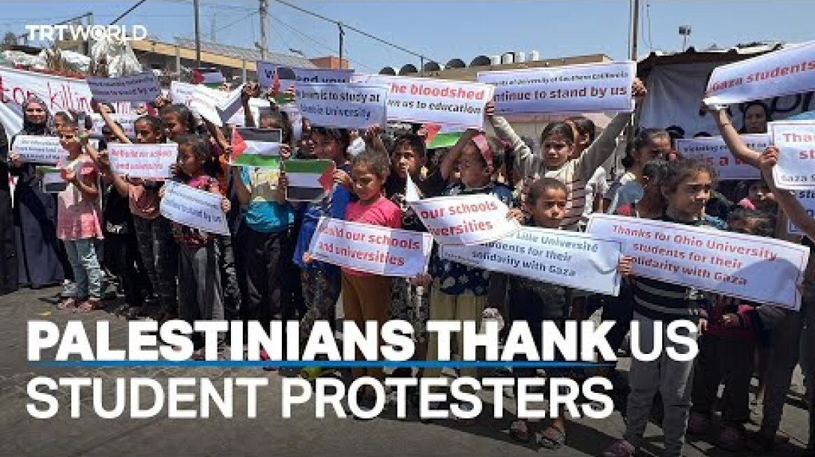 Palestinians in Rafah thank US students protesting in solidarity
