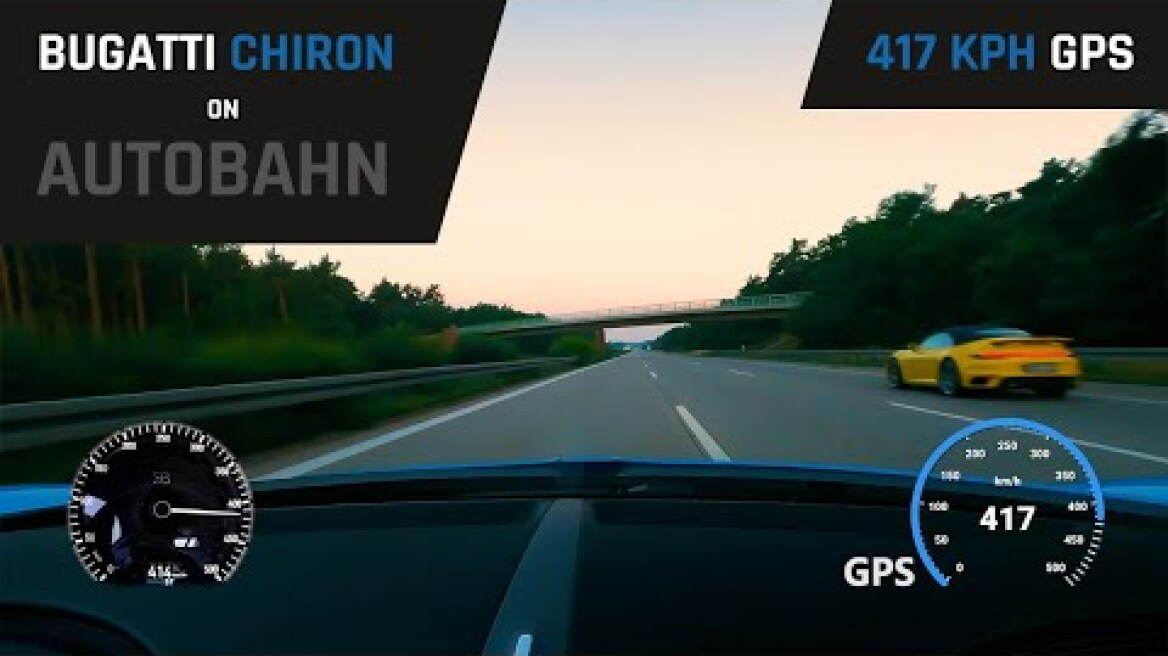 Bugatti Chiron on Autobahn - 417 KPH (GPS) On-Board CAM | POV GoPro