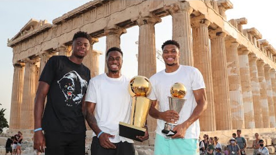 All-Access: Giannis & Thanasis Visit The Acropolis With Larry O'Brien Trophy