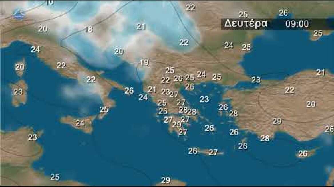 Η εβδομαδιαία πρόγνωση καιρού  από 26 Iουλίου 2019