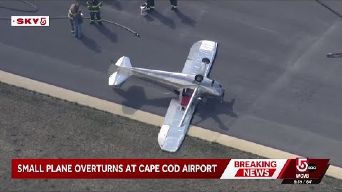 Pilot suffers minor injuries after plane overturns on runway at Cape Cod airport
