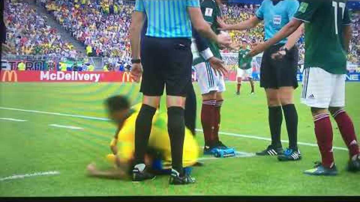 Neymar diving against Mexico this evening