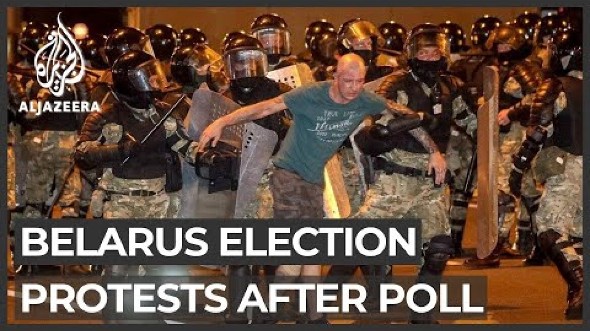 Belarus police face off with protesters after presidential poll