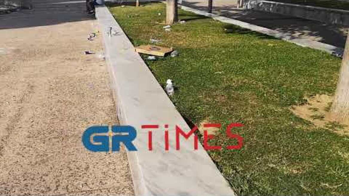 Τα... ενθύμια που άφησαν οι οπαδοί της Μακάμπι στον Λευκό Πύργο