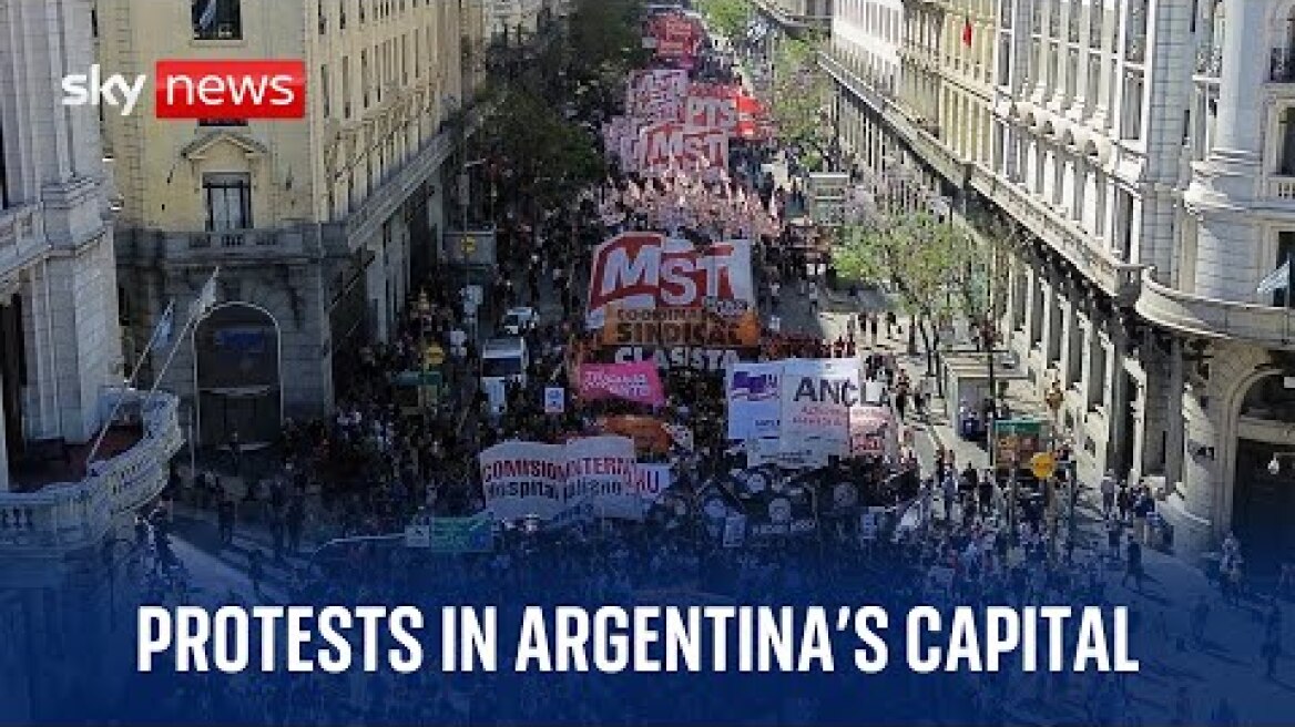 Protests take place in Buenos Aires after President Milei's drastic economic measures