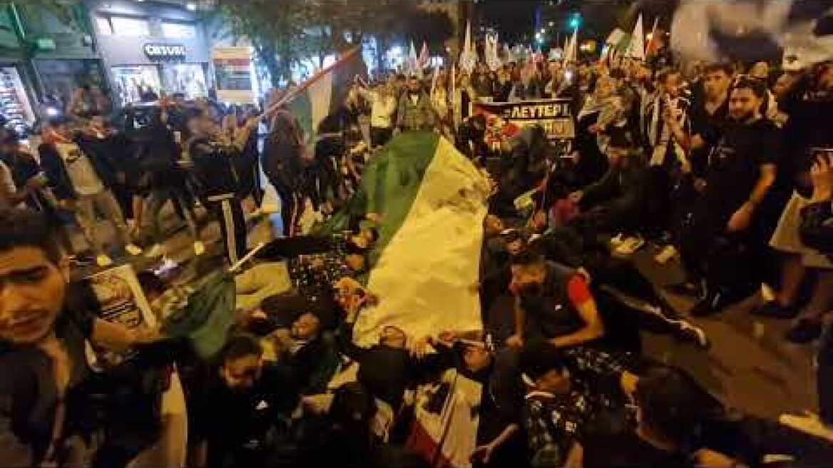 Θεσσαλονίκη: Πορεία Παλαιστινίων για τον πόλεμο στο Ισραήλ (4)