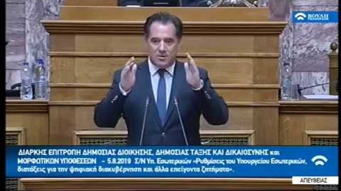 O Άδωνις Γεωργιάδης στην Επιτροπή Δημοσίας Διοίκησης, Δημοσίας Τάξης και Δικαιοσύνης 05/08/2019
