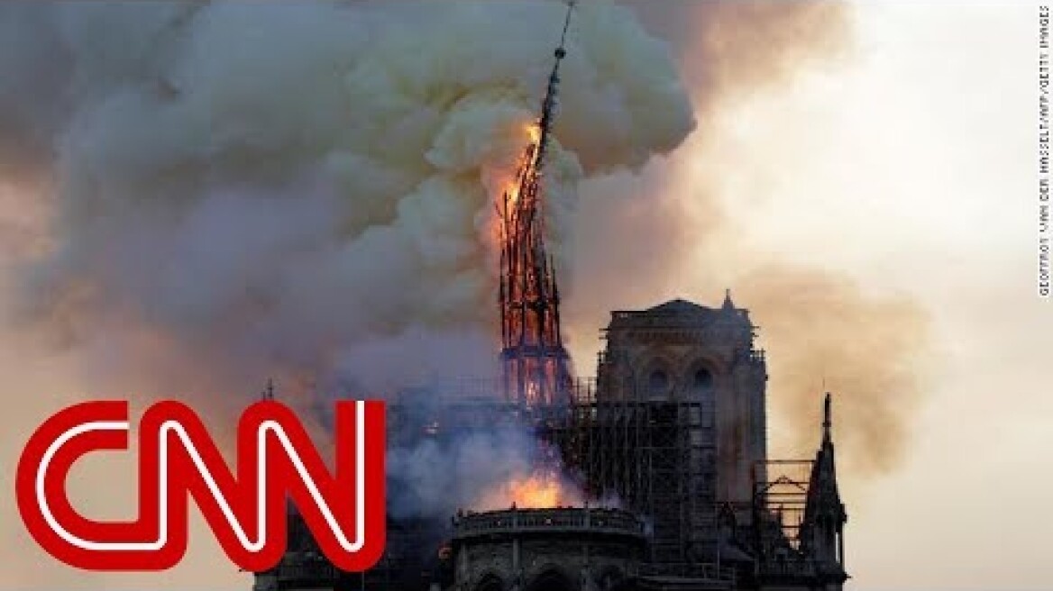 Notre Dame cathedral spire collapses
