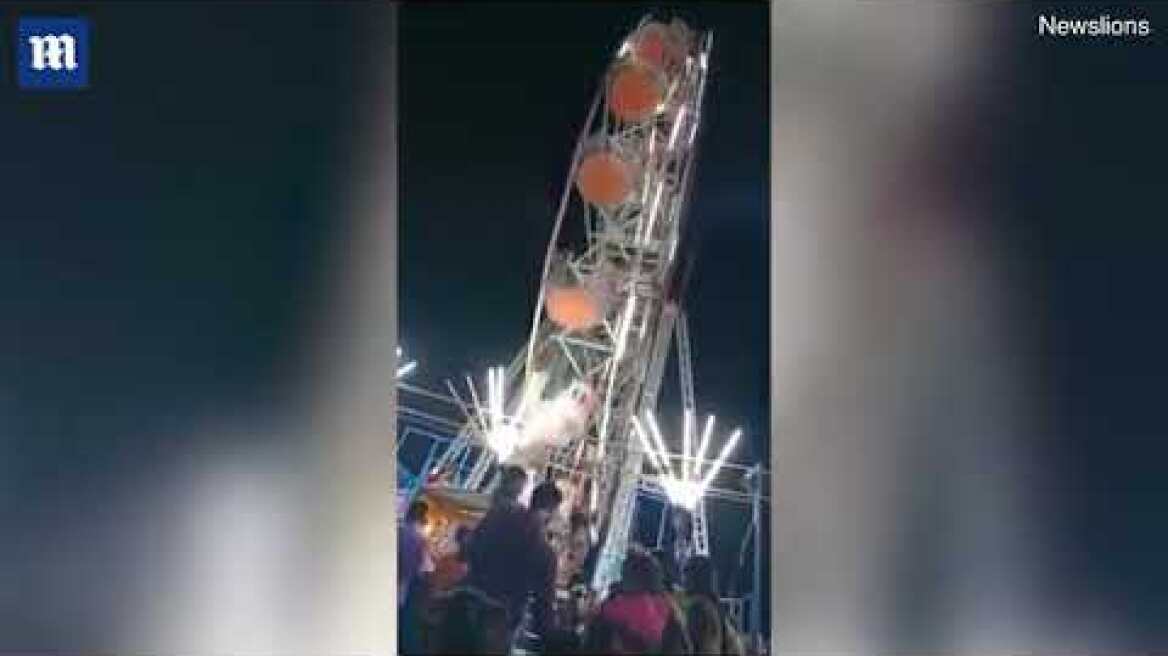 Horror at the fairground: Ten-year-old girl dies as carriage flies off a Ferris wheel and crashes.
