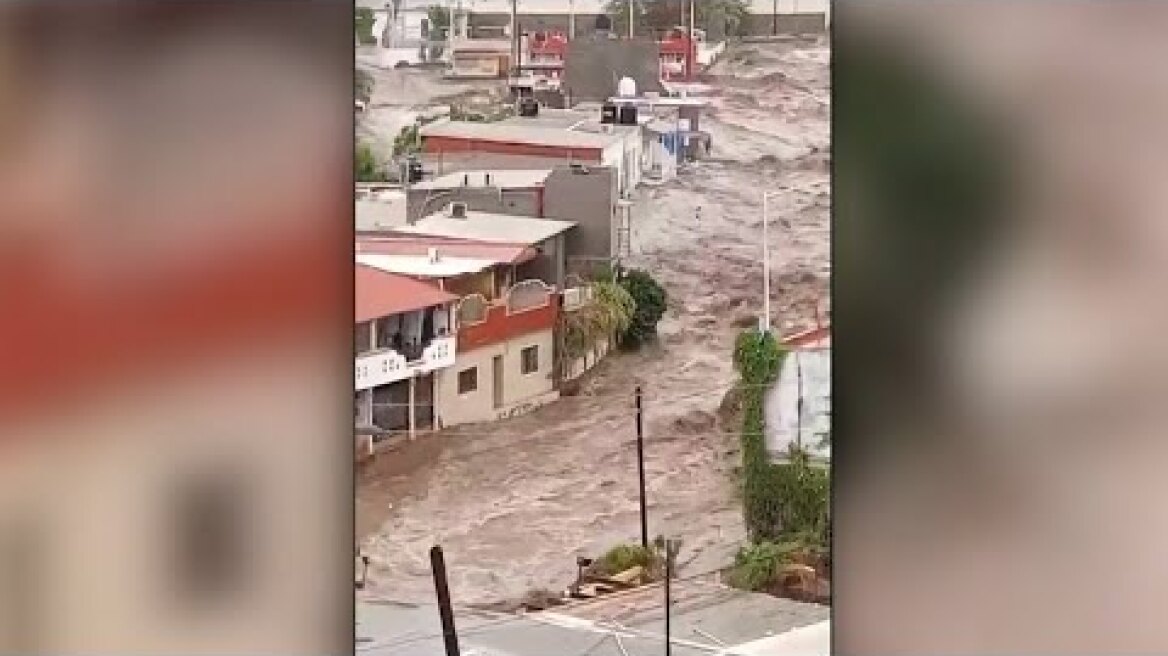 Tropical Storm Hilary: Roads flooded in Baja California