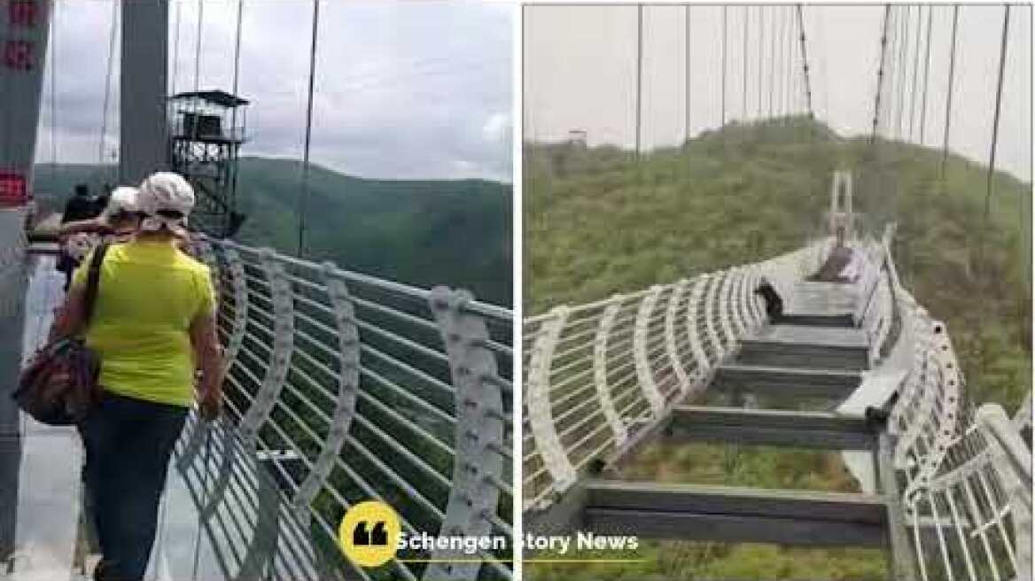 A terrifying image purportedly shows a man clinging on the railing