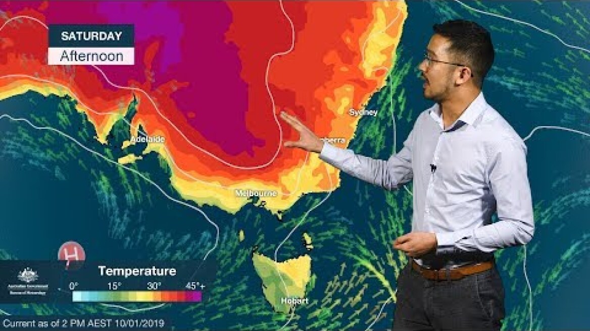 Weather Update: Heatwave forecast for southeastern Australia, 10 Jan. 2019