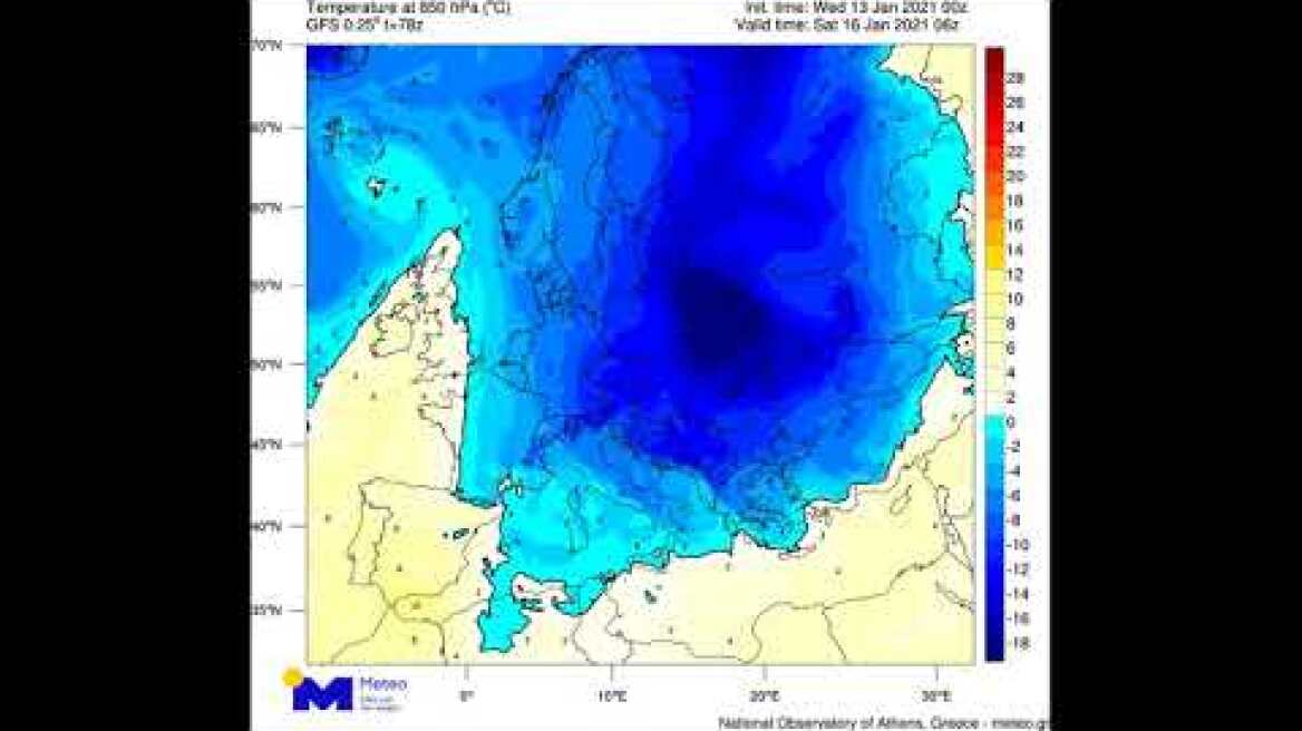 Meteo.gr: Κακοκαιρία "Λέανδρος": η κίνηση των αερίων μαζών, 13-18/1/21