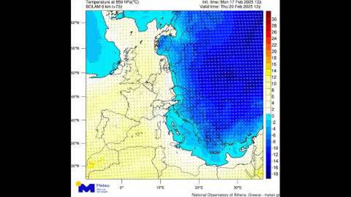 Meteo.gr: Κίνηση ψυχρών αερίων μαζών έως την Κυριακή 23/02/2025  σε ύψος περίπου 1500 μέτρων