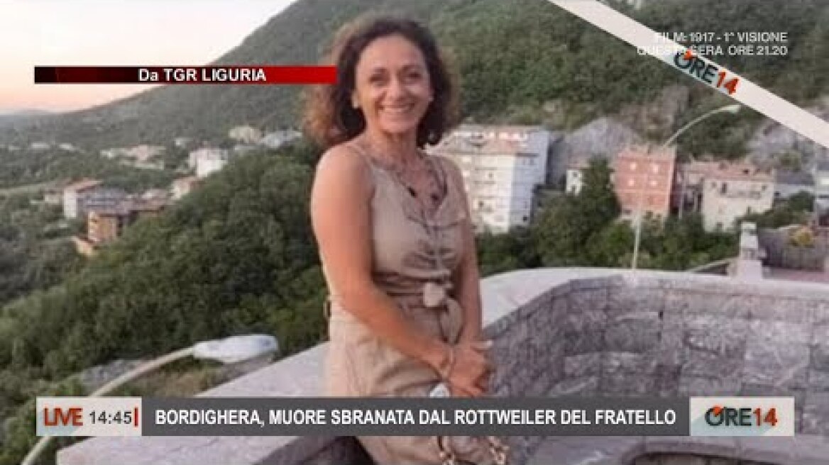 Bordighera, muore sbranata dal rottweiler del fratello - Ore 14 del 06/04/2023