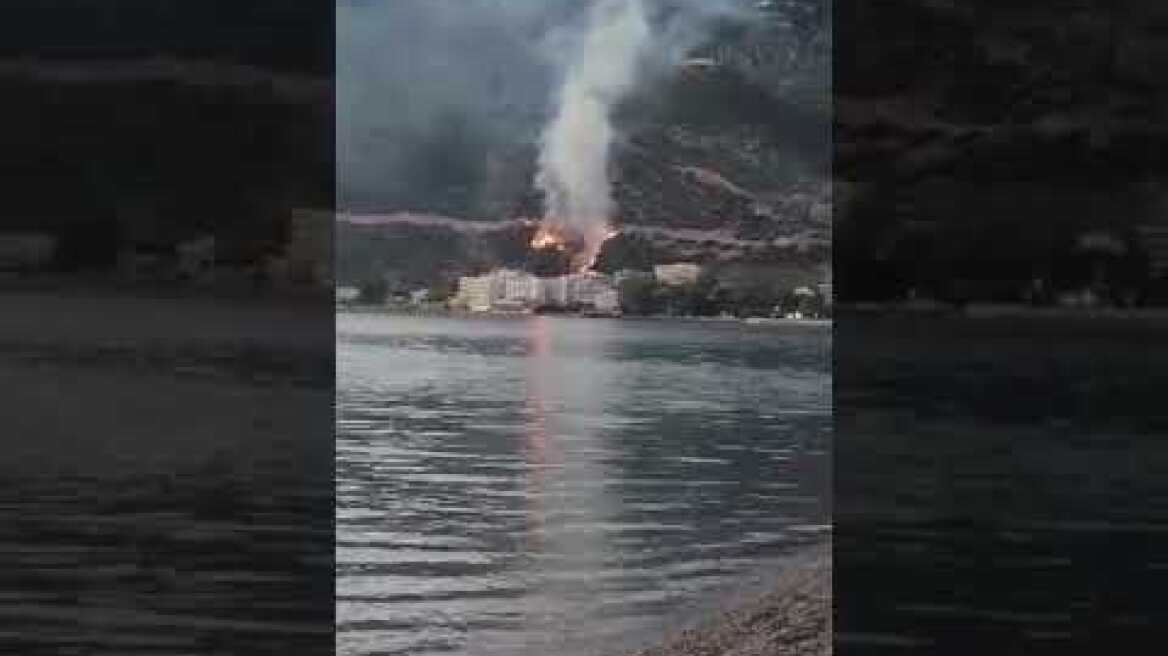 Φωτιά στο Λουτράκι στον περιφερειακό