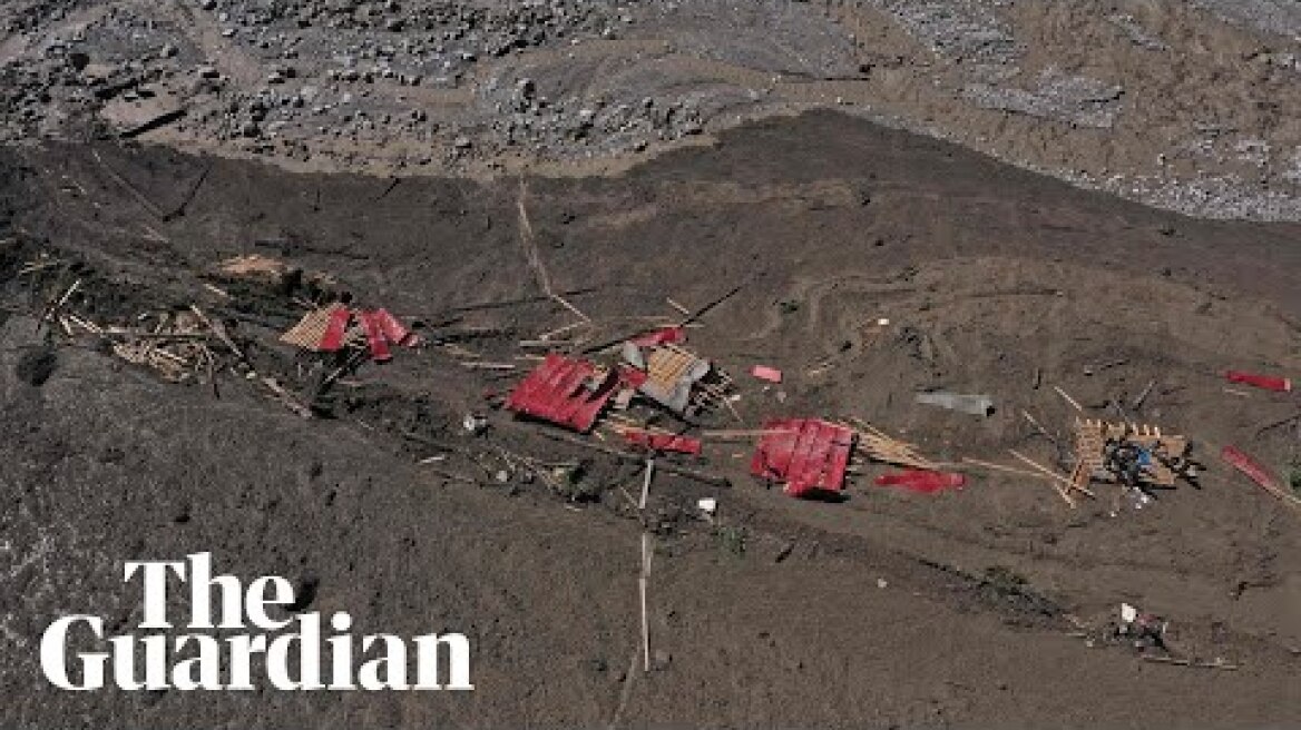 Drone footage shows devastation caused by landslide in Georgia