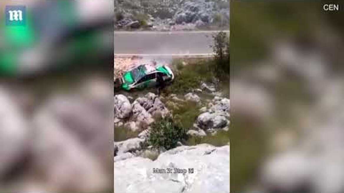 Driver miraculously survives car being thrown into air after crash