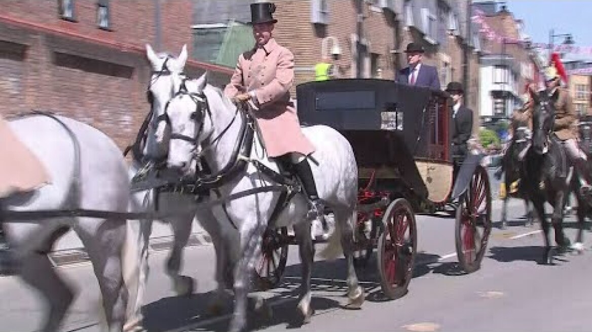 Royal wedding horse and carriage procession