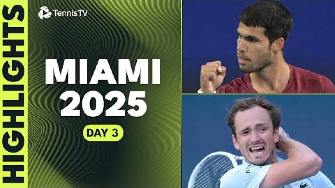 Djokovic Returns To Miami; Alcaraz, Medvedev & Ruud In Action | Miami 2025 Highlights Day 3