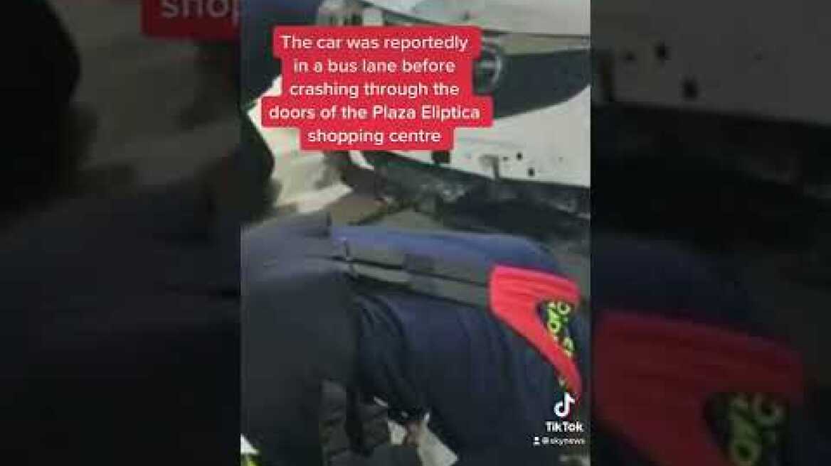 Stolen car ends up stuck on stairs of metro station