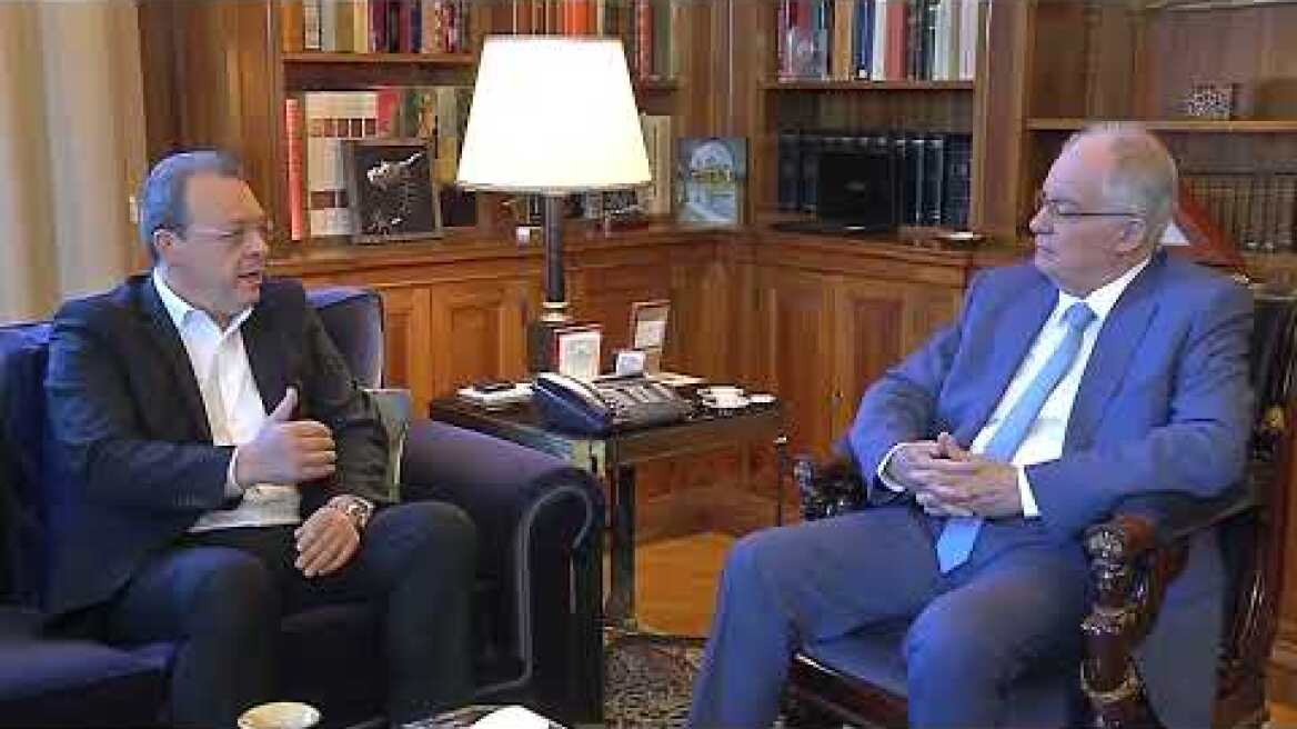 Meeting of the President of SYRIZA-PS, S. Famellou with the President of the Republic, Mr. Tasoula