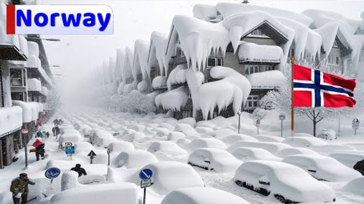 Norway is Freezing ! massive snow storm hit Southern Norway