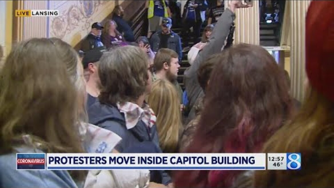 Protesters move inside Michigan capitol building
