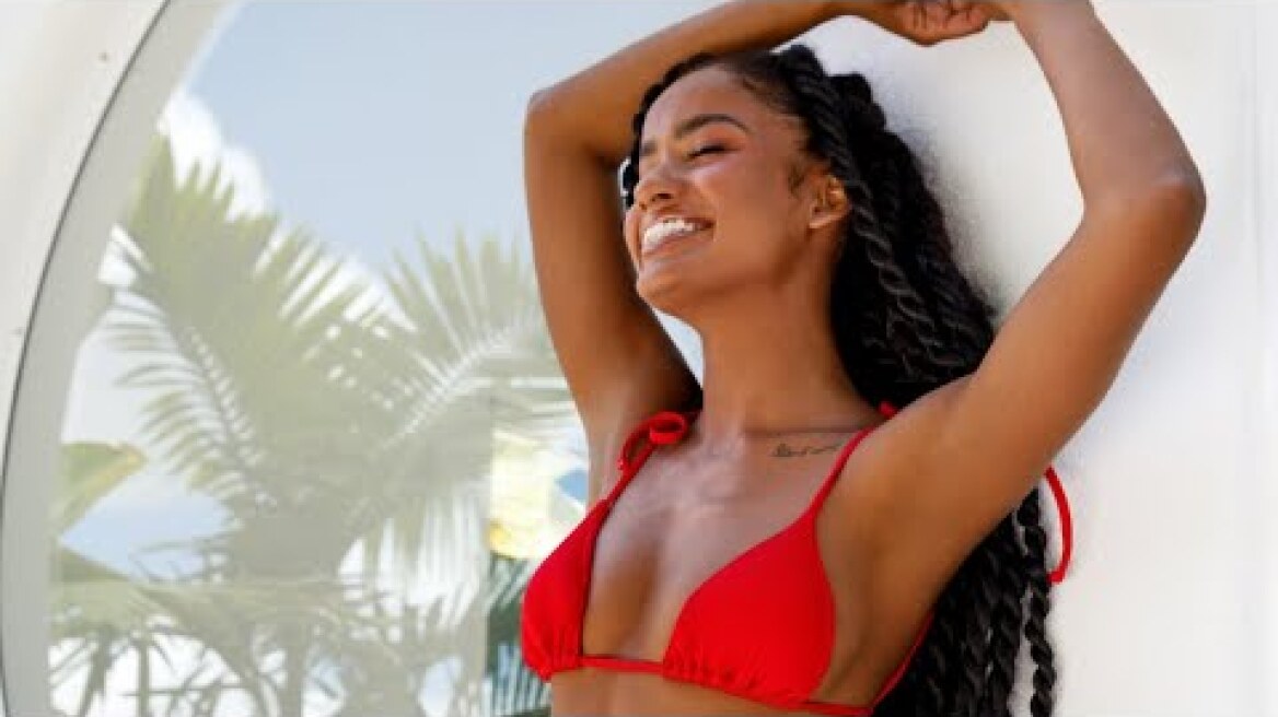 Kulani Kinis - "Strawberry Sugar" Bralette Bikini Top & Minimal Cheeky Bottom - Narah Baptista