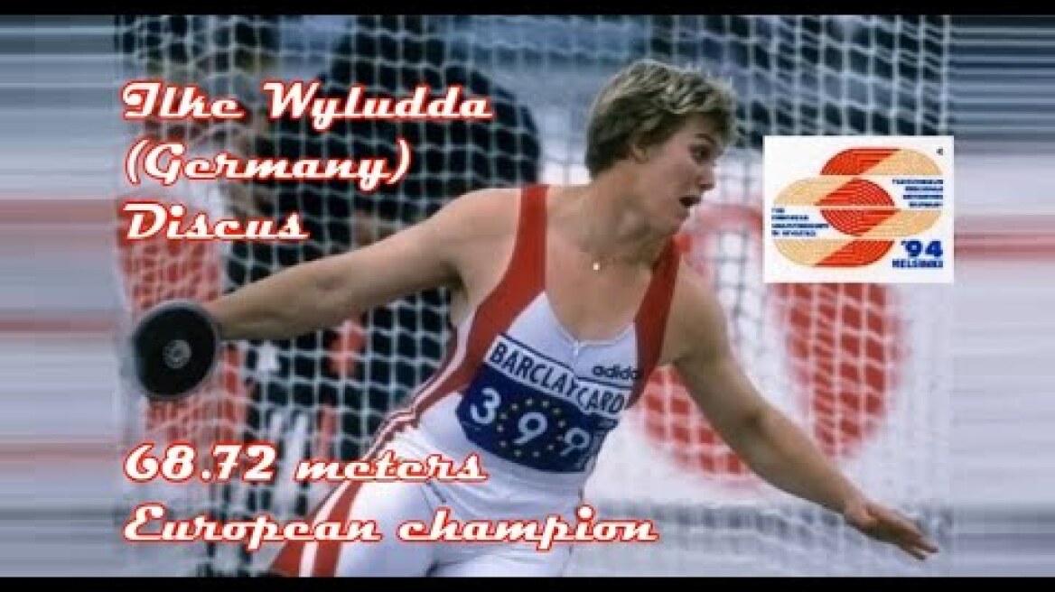 Ilke Wyludda (Germany) Discus 68.72 meters 1994 European championships Helsinki.