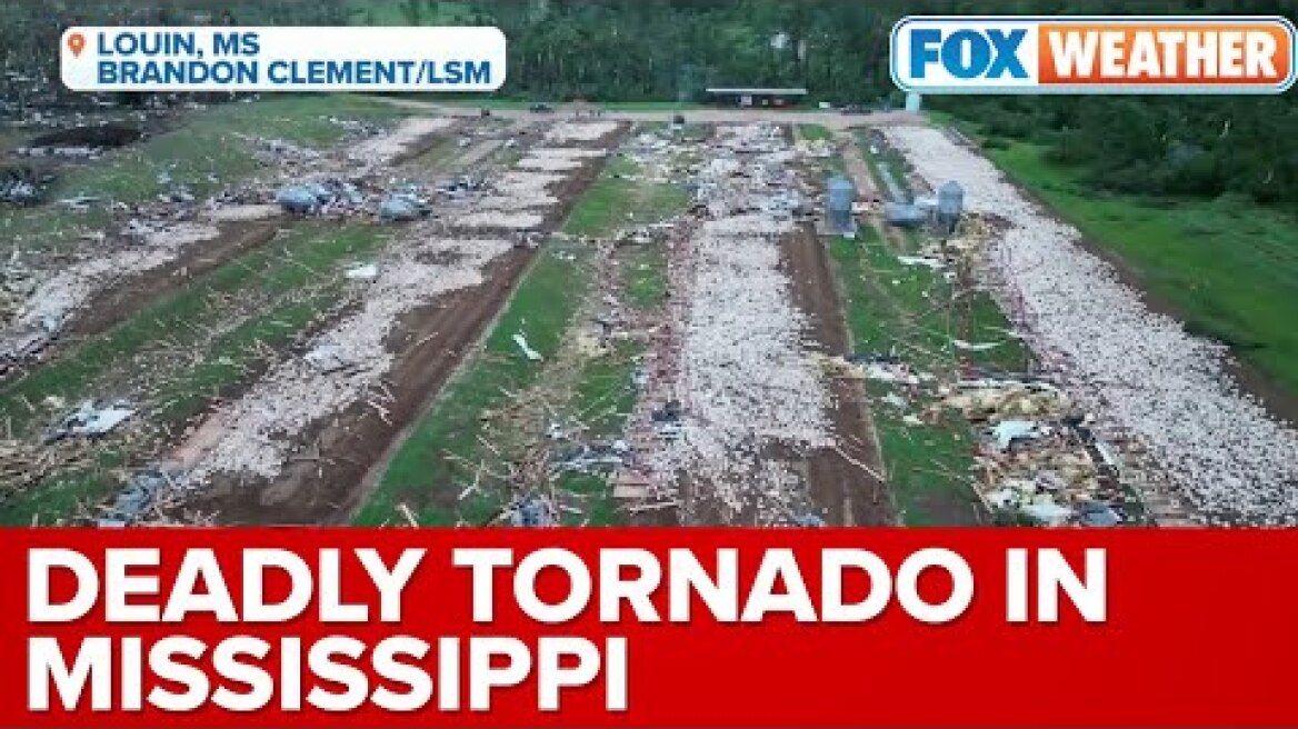 Drone Video Shows Significant Damage From Likely Tornado In Louin, MS, That Killed 1