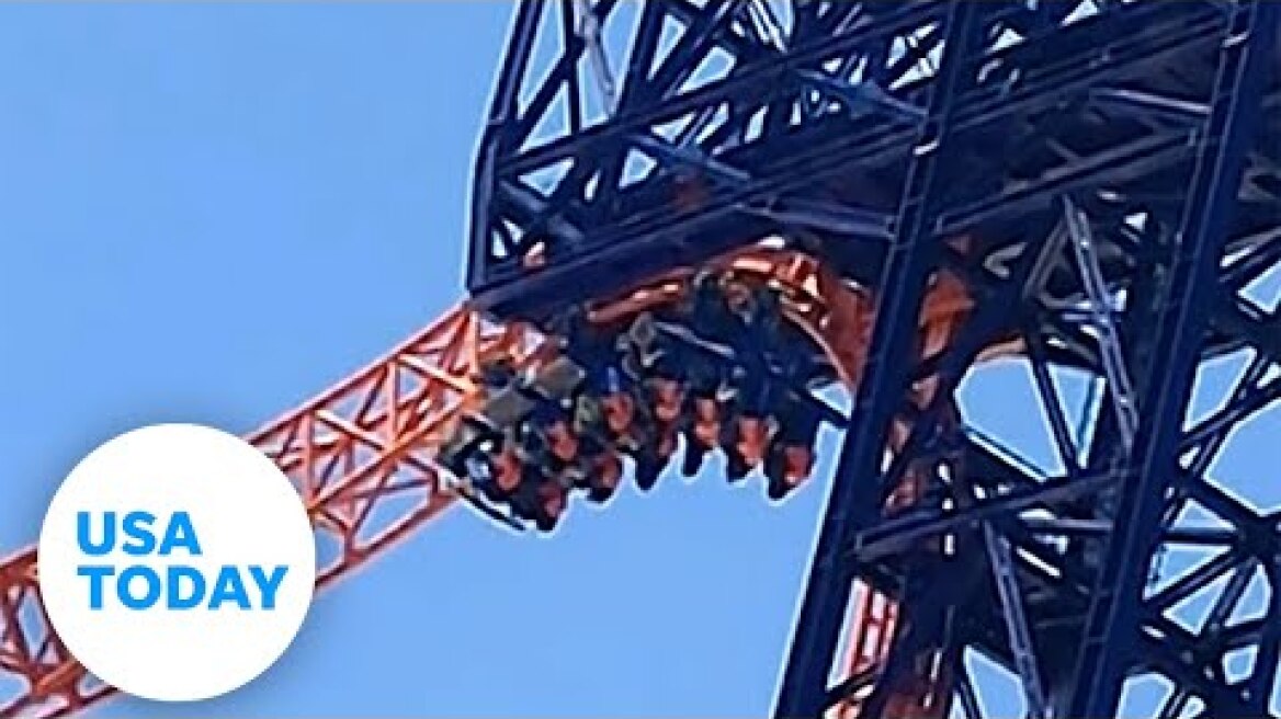 Crazy moment roller coaster stops, strands riders upside down | USA TODAY