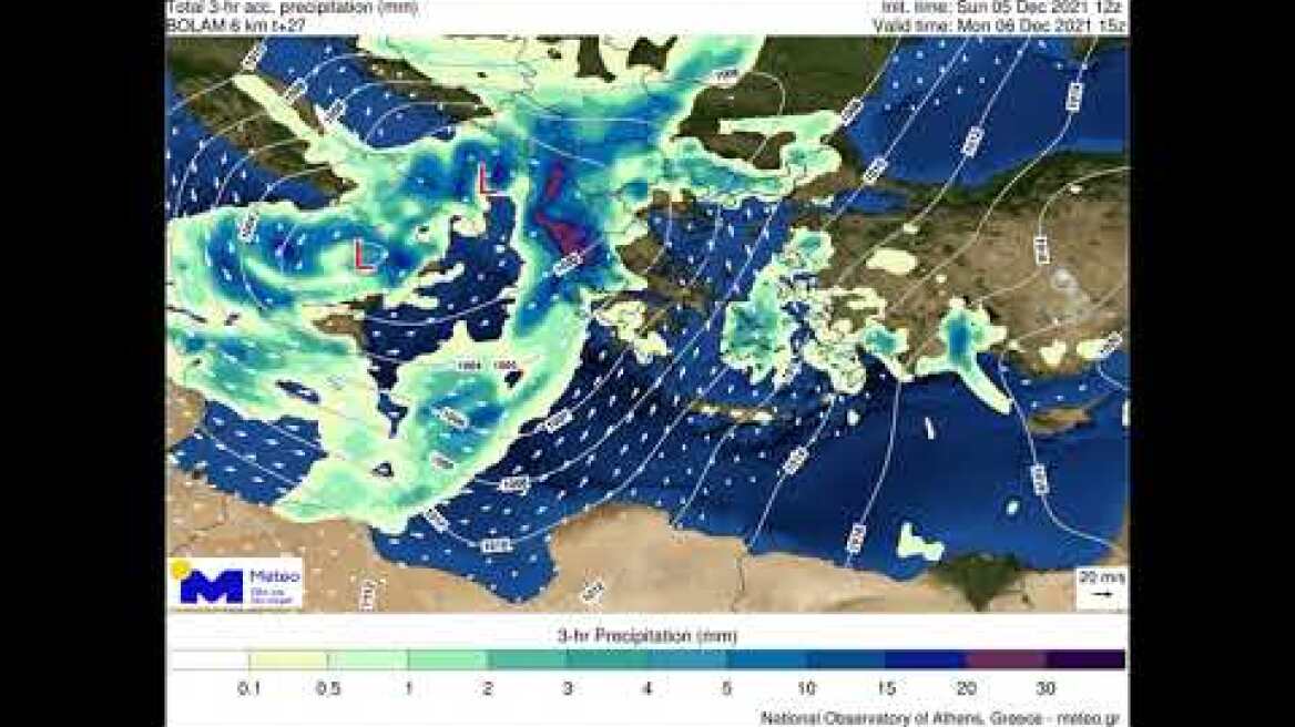Meteo.gr: Κακοκαιρία το διήμερο Δευτέρα 06/12/2021 - Τρίτη 07/12/2021