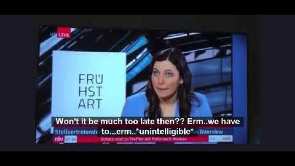 German TV interviewer collapses live on air while pushing for enforcement of general mandate.