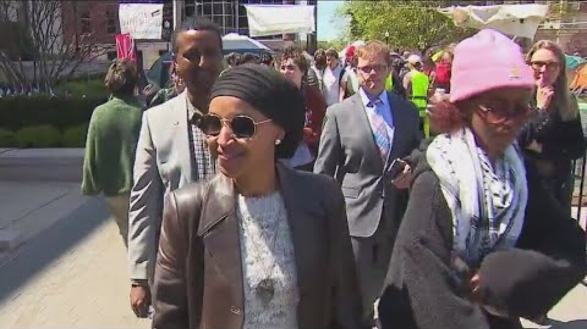 Congresswoman Ilhan Omar joins Columbia protests