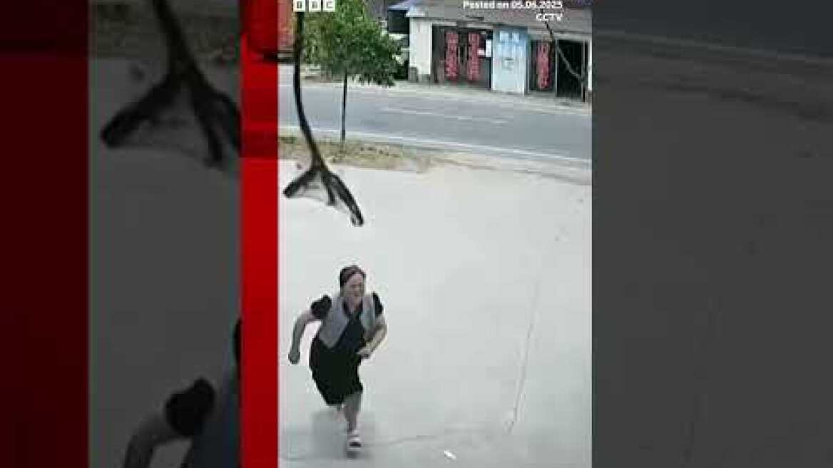 Girl rescues sister from runaway vehicle in China | BBC News