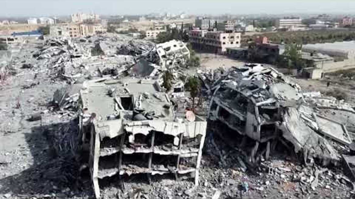 Drone shows destruction in Gaza