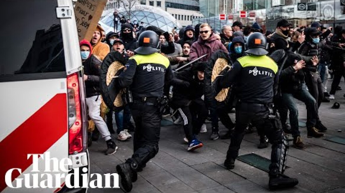 Anti-lockdown rioters clash with Dutch police in two cities in the Netherlands