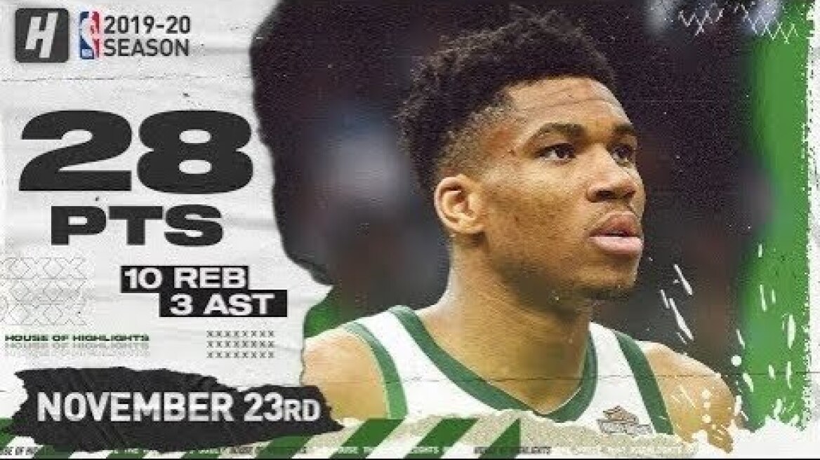 Giannis Antetokounmpo 28 Pts Full Highlights   Pistons vs Bucks   November 23, 2019