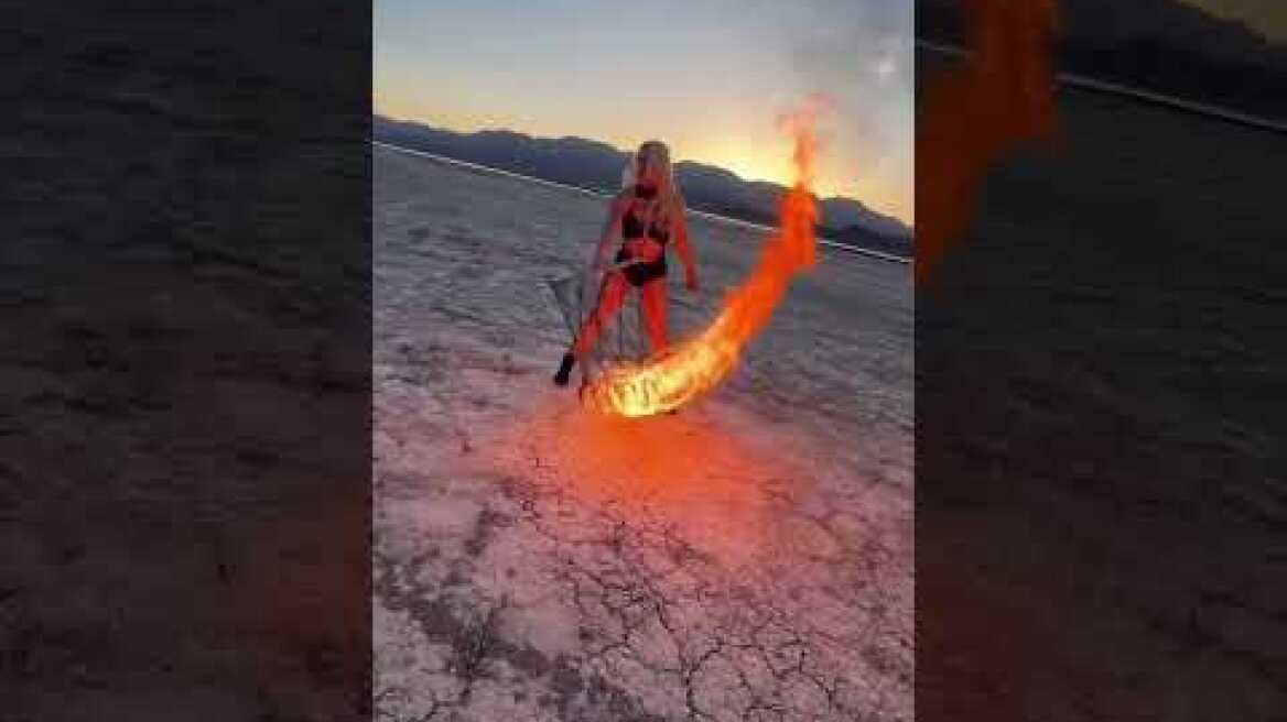 Giant Fire Spinning Wheel | Fire in the Desert #shorts #gracegood