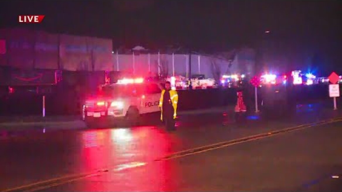 Multiple workers trapped after collapse at Amazon warehouse