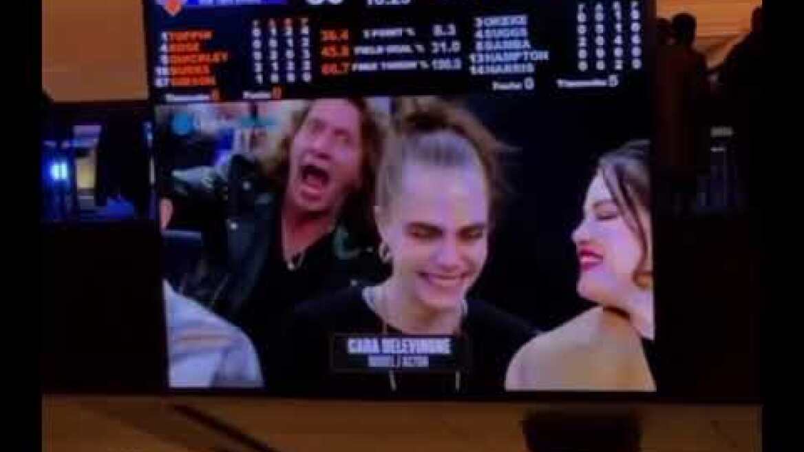 Selena Gomez with Cara Delevingne at the knicks game.