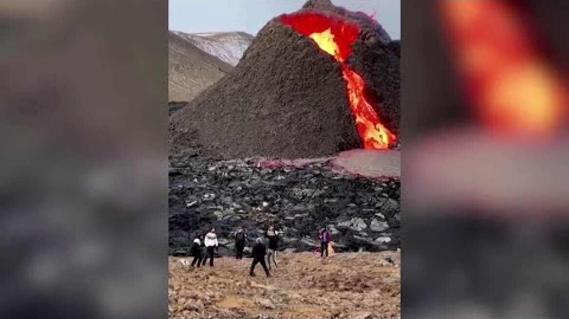 Volcano volleyball game gets dramatic background