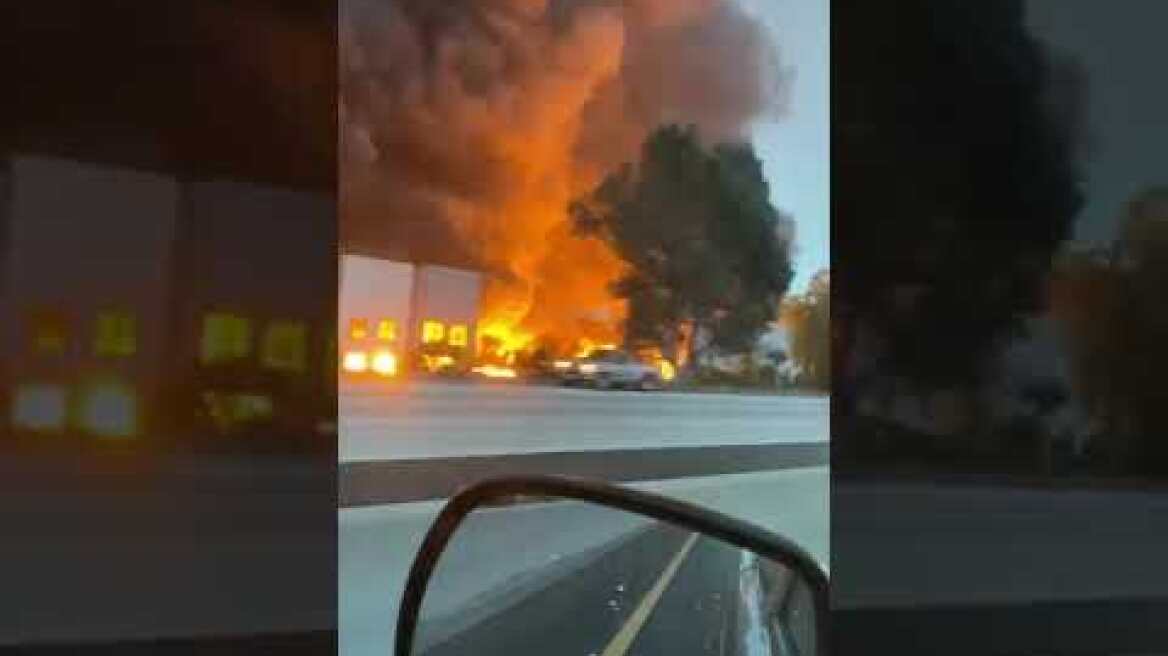 Redlands on Fire - Amazon Warehouse Fire - California US
